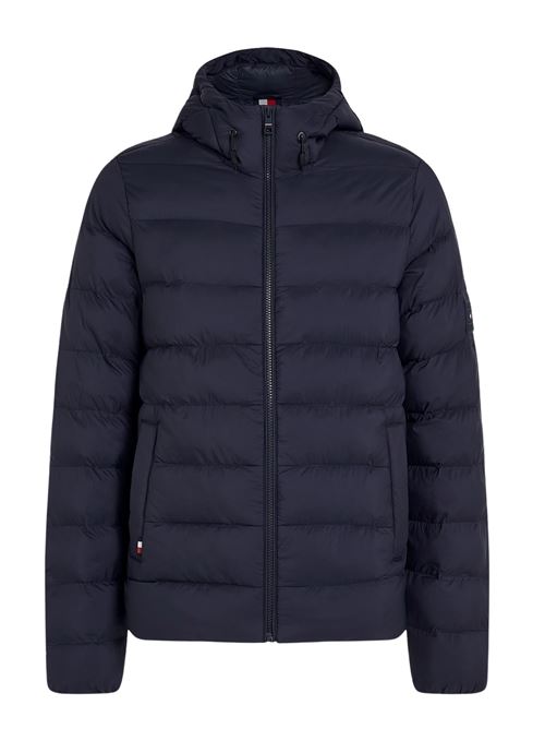 Piumino medio peso con cappuccio blu Tommy Hilfiger | MW0MW37257DW5